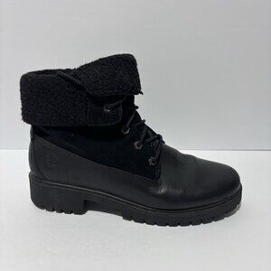 Timberland Women’s Jayne Waterproof Fleece Fold Down Boots Black, Size 9.5 M